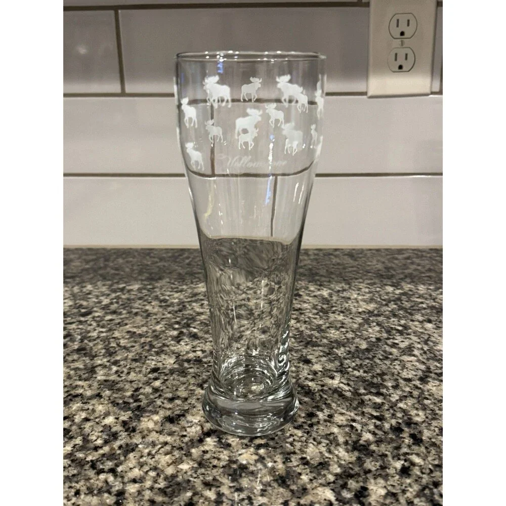 16oz Yellowstone National Park Pilsner Glass w/Moose 9.25”